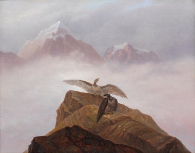 Fantasia dal mondo alpino. Aquile che nidificano su un corno alpino da Carl Gustav Carus